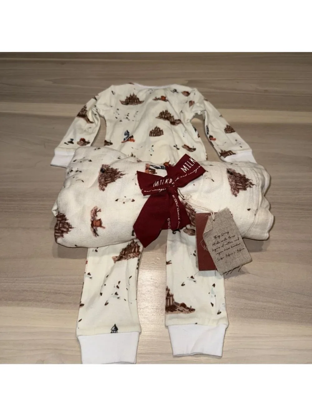 NWT Milkbarn Sandcastle Cotton Zipper Pajama & Blanket Baby Size 6-9 Months